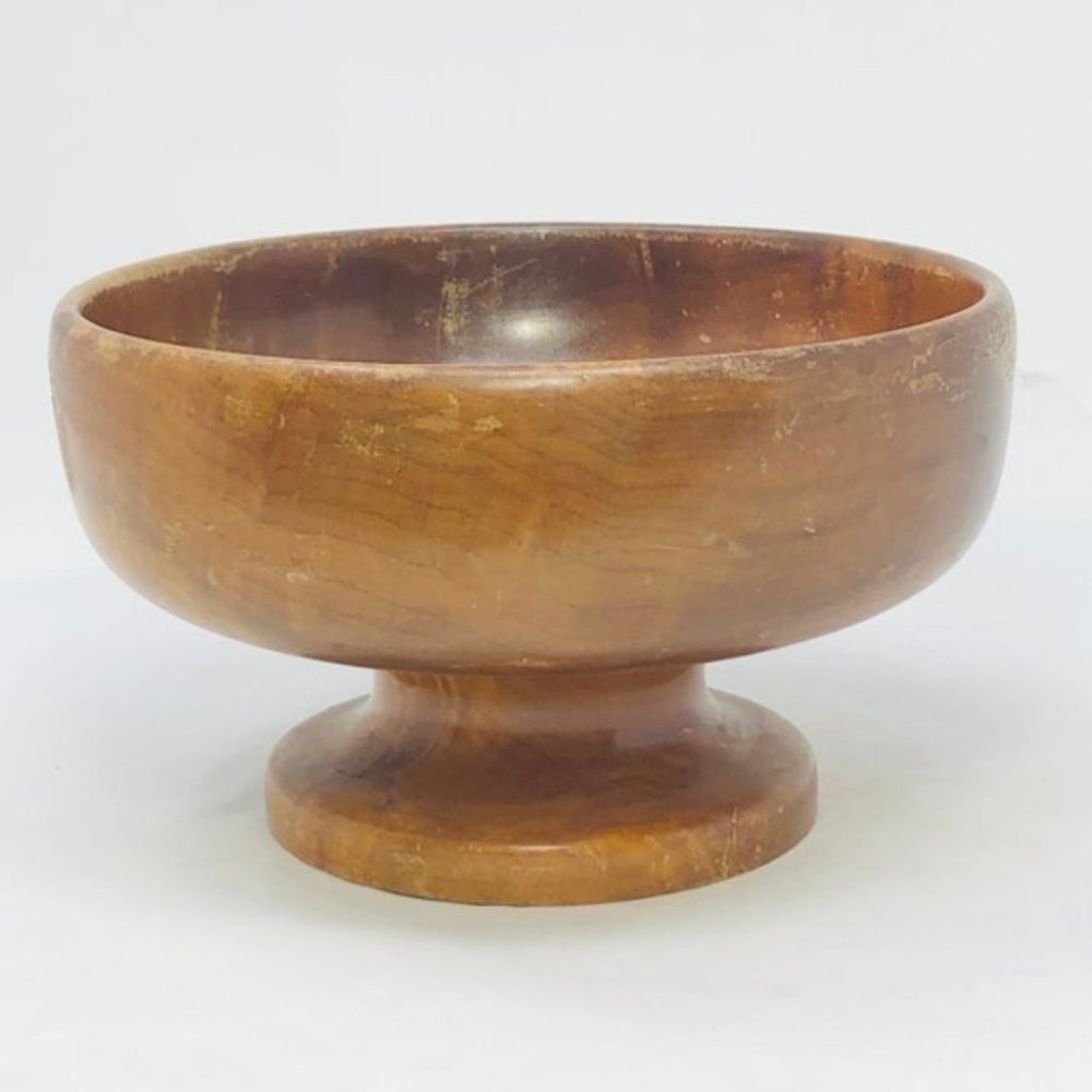 1  Vintage 1950’s Handmade Decorative Myrtle Wood Pedestal Bo
